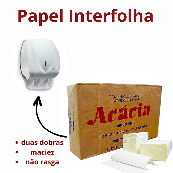 Papel Toalha Interfolha Acácia Duas Dobras 20cm x 21CM Mil Folhas