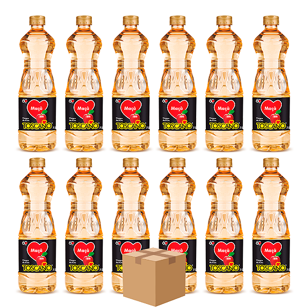Vinagre de Maça 750ml Toscano Caixa Fechada Com 12 Unidades