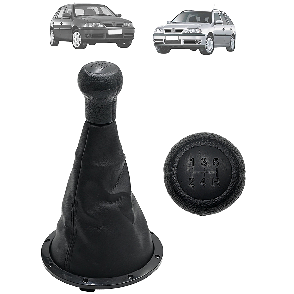 Kit Manopla e Coifa Câmbio Base Aro Preto Gol G3 1999 A 2005