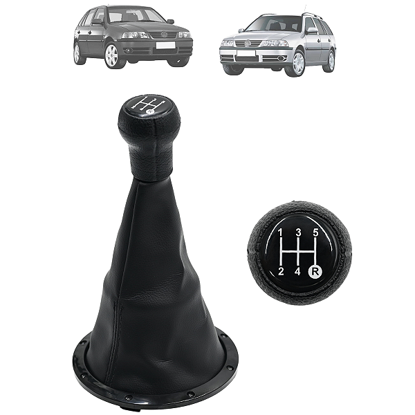 Kit Manopla e Coifa Câmbio Base Aro Preto Gol G3 1999 A 2005