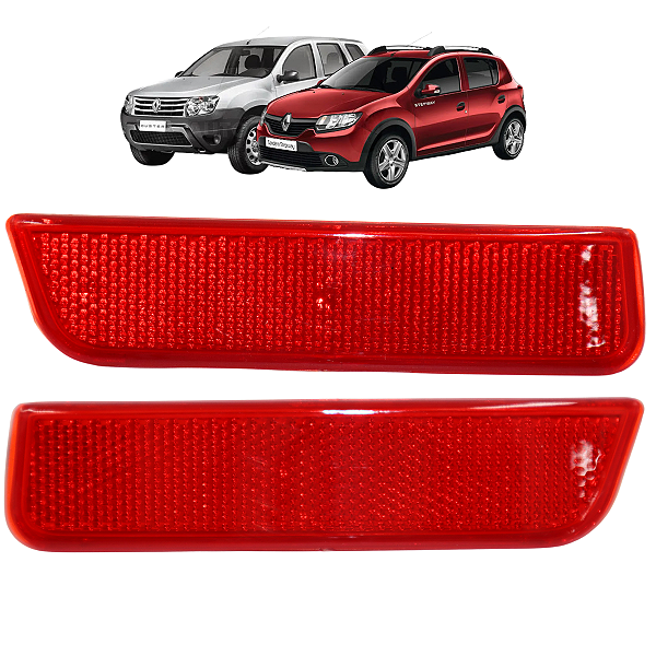 Par Refletor Olho Gato Parachoque Traseiro Duster Sandero Stepway