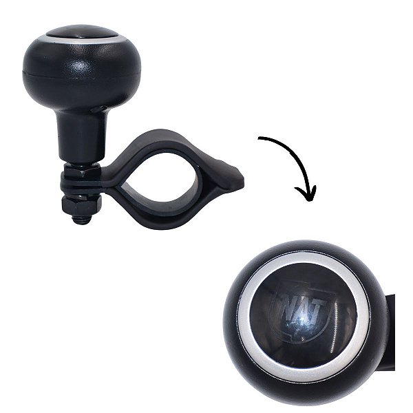 Manopla de Volante Pomo Giratório PCD Empilhadeira Tratores Aro Prata 3,5cm