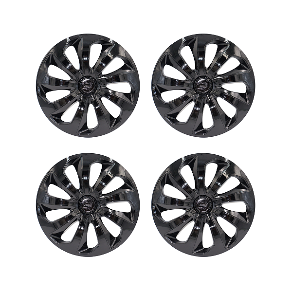 Jogo 4 Calota Velox Black Renault Fiat Ford Hyundai Renault Aro 14 Preto