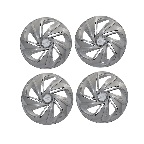 Jogo Calota Esportiva Aro 13 Nitro Prata GM Chevrolet Corsa Classic Onix Meriva Montana Prisma