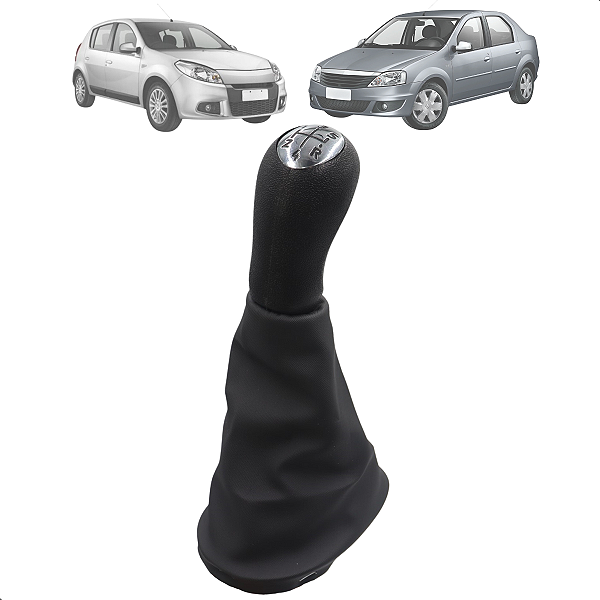 Manopla De Câmbio & Coifa Com Base Logan Sandero 2007-2014