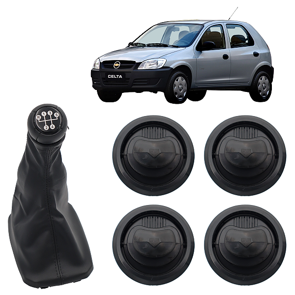 Manopla Coifa Câmbio Celta 2007 a 15 Preto Difusor Saida Ar