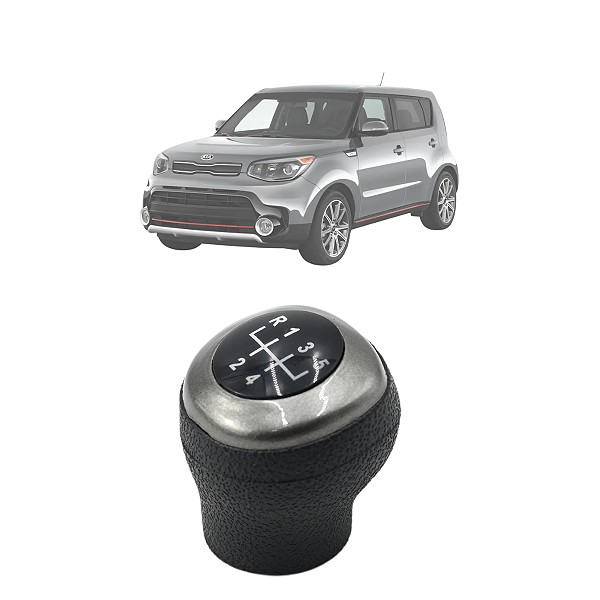 Bola de Câmbio Manopla Kia Soul 2010 a 2019 5 Marchas Preto com Lente Aro Cinza