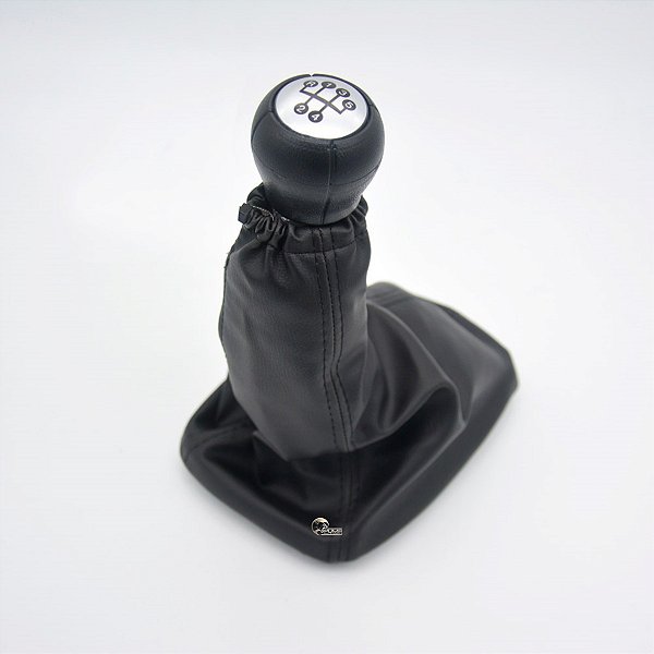 Kit Coifa de Cambio Manopla Astra Hatch Sedan 1999 a 2012 Preta em Courvin com Bola Prata