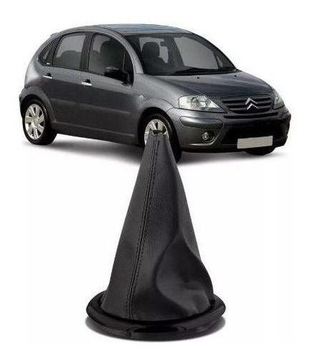 Coifa de Câmbio Citroen C3 2002 a 2012 Preta Couro Ecológico com Base e Aro