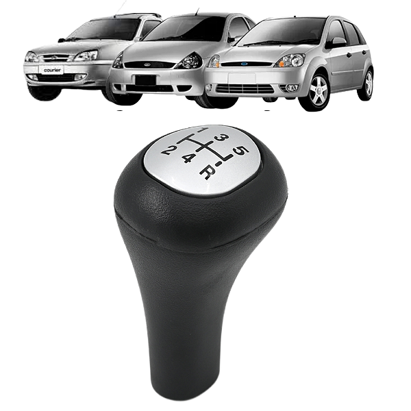 Bola de Câmbio Manopla Ka 97 a 01 Fiesta Hatch Sedan 96 a 07 Courier 96 a 13 Preto com Lente Prata