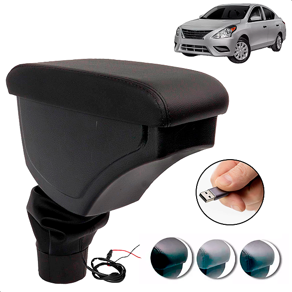 Encosto Descanso De Braço Apoio Versa 2012 A 2020 Com Usb