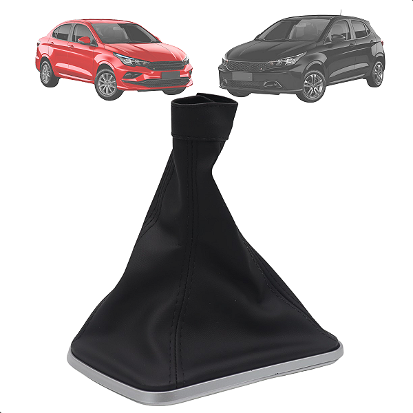 Coifa de Cambio sem Manopla Fiat Argo Cronos 2017 2018 2019 2020 Preto Base Prata