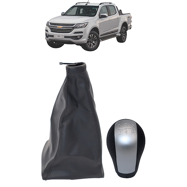 Kit Manopla Coifa do Câmbio S10 2012 2013 2014 2015 2016 2017 2018 5 Marchas