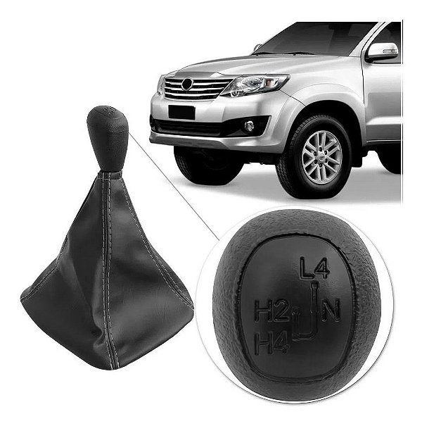 Kit Manopla Coifa do Câmbio Reduzida Hilux SW4 2006 Até 2015 Automática Cinza