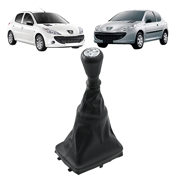 Kit Manopla Coifa do Câmbio Peugeot 206 207 2000 Até 2015 Lente Cromada
