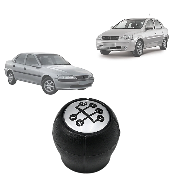 Bola Manopla Câmbio Corsa Sedan Hatch 2000 até 2012 Vectra 1997 até 2005 Tampa Prata