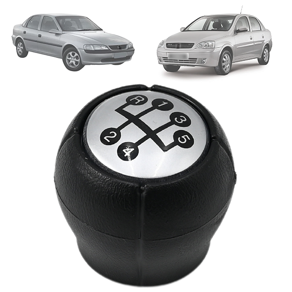 Bola Manopla Câmbio Corsa Sedan Hatch 2000 até 2012 Vectra 1997 até 2005 Tampa Prata