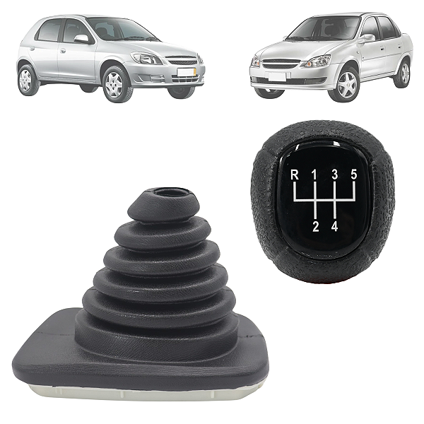 Manopla Bola Coifa Do Cambio Sanfonada Celta Corsa Prisma Preto Lente Prata