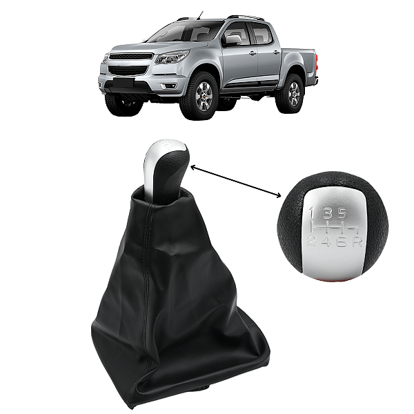 Kit Coifa De Cambio Bola Manopla S10 2012 2013 2014 2015 2016 2017 2018 Tampa Prata