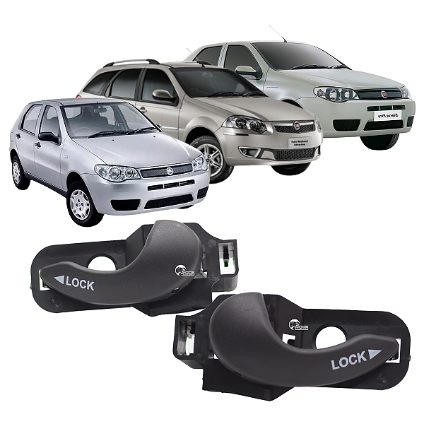 Kit Par Maçaneta Porta Dianteira Interna Palio Siena Strada Doblo Weekend Doblo Cargo Palio G1