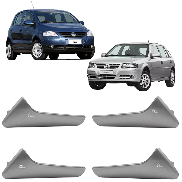 4 Puxador Maçaneta Interna Porta Gol G4 Fox Dianteira Traseira Cromado