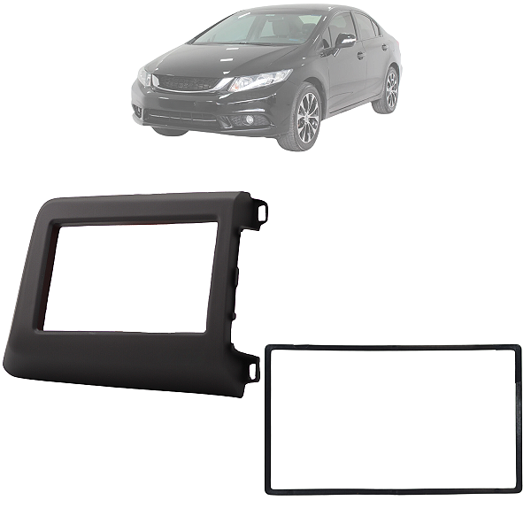 Moldura Painel 2 Din Multimidia Dvd Mp5 Civic 2012 A 2016 Cinza