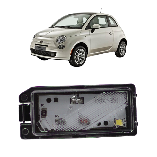 Lanterna Luz Placa  Fiat 500 2012/... Com LED Conector Quadrado