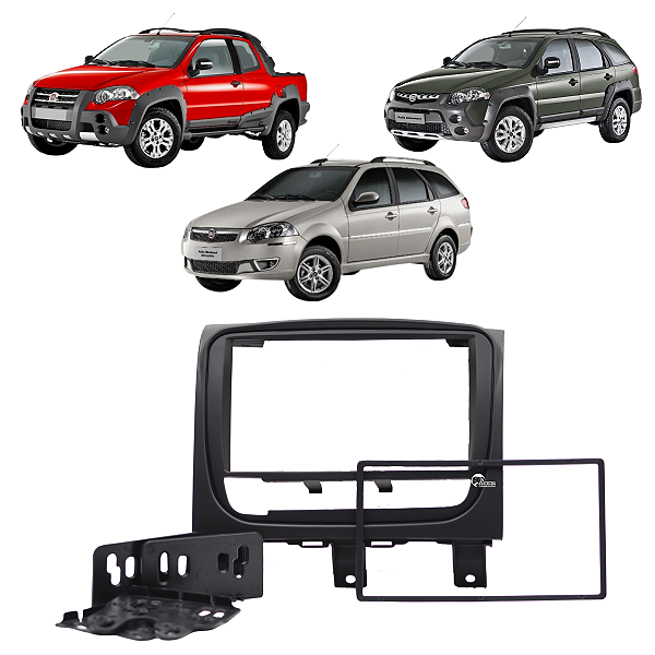 Moldura Painel 2 Din Multimidia Dvd Mp5 Strada Siena EL Palio Weekend 2012/...