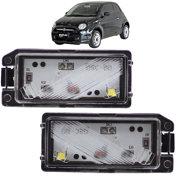 2 Lanterna Luz De Placa Led Conector Quadrado Fiat 500 2012 em Diante