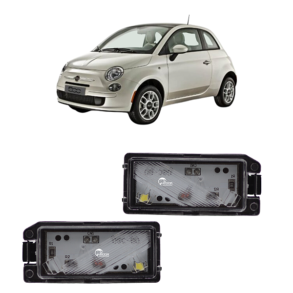 2 Lanterna Luz De Placa Fiat 500 2012 Com LED Conector Redondo