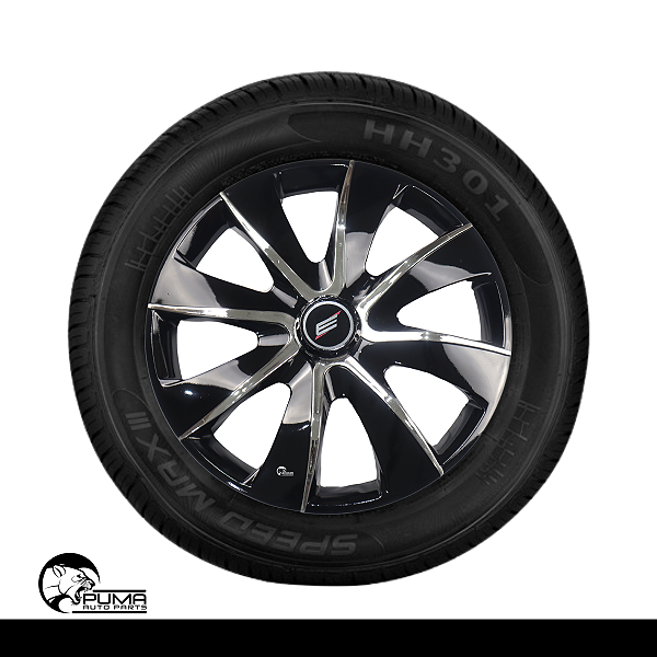 Calota Unidade Universal Black Chrome Preto com Cromado Prime Aro 13