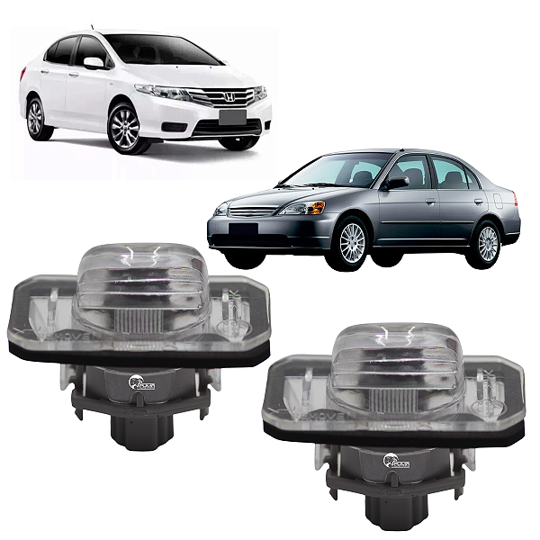 Par Lanterna Luz De Placa Honda Civic 2001 A 2012 City 2009 A 2014 Com Soquete
