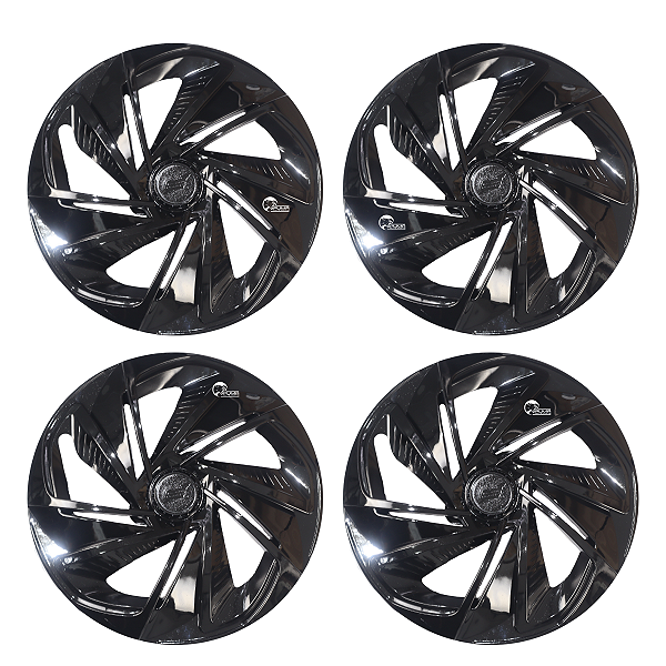 Jogo 4 Calotas Nitro Black Preto Universal Ds4 Aro 14