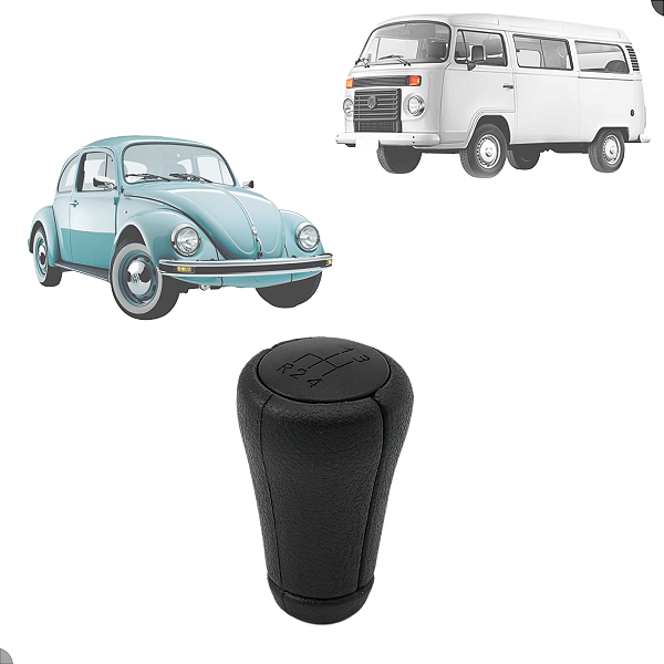Kit Manopla Bola de Câmbio Kombi 1996 A 2014 Fusca 1993 A 1996 4M Preto