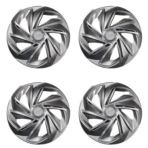 Kit 4 Calotas Aro 14 Nitro Cor Prata Esportiva Universal