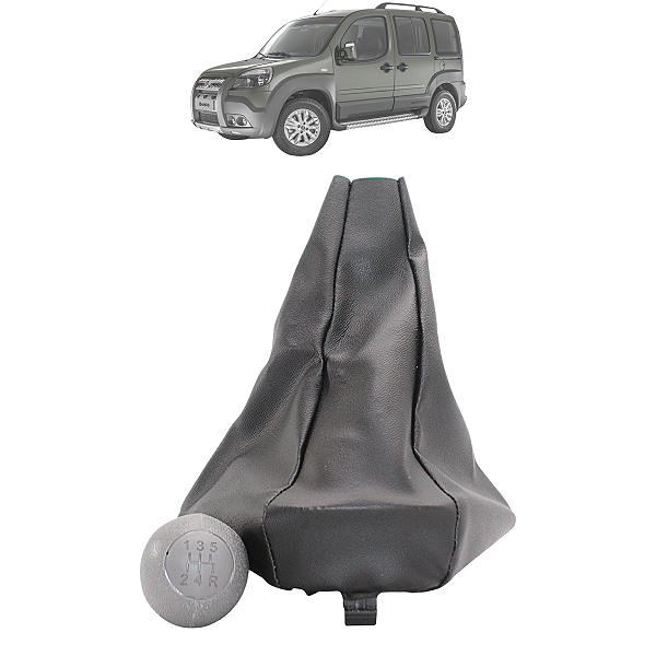 Kit Manopla Coifa Bola Doblo 2002 03 04 05 06 07 08 09 10 11 12 13 2014 Preta