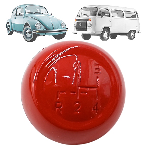 Manopla De Câmbio 4 Marchas Brasilia Fusca Karmann Ghia Kombi Vermelho 12MM