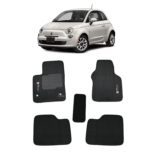 Tapete Fiat 500 2010 2011 2012 2013 2014 2015 2016 2017 Carpete Logo Bordado