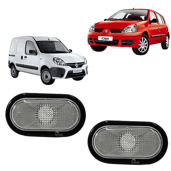 2 Lanterna Lateral Paralama Pisca Seta Cristal Clio Kangoo Master Moldura Preta