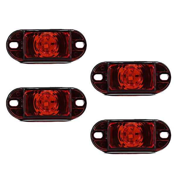 4 Lanternas Led Bivolt Vermelho Lateral Caminhão Reboque Carretinha Baú 12V/24V