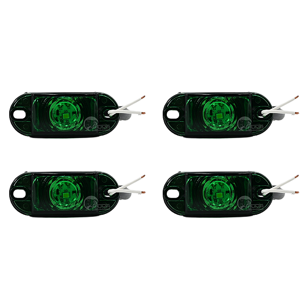 4 Lanternas Led Bivolt Verde Lateral Caminhão Reboque Carretinha Baú 12V/24V