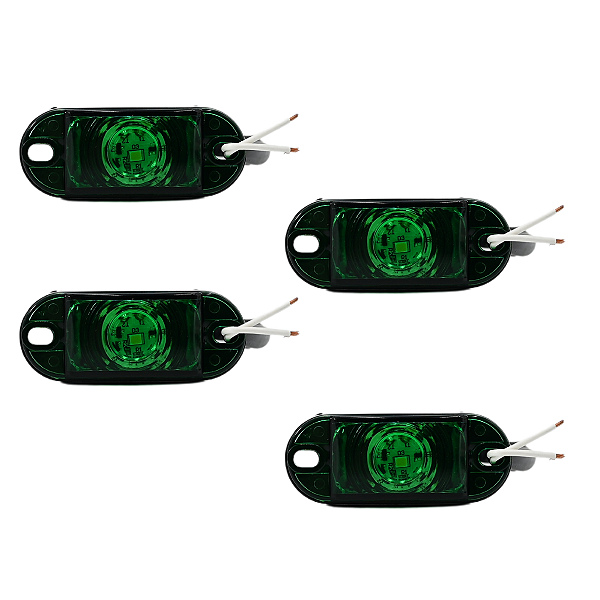 4 Lanternas Led Bivolt Verde Lateral Caminhão Reboque Carretinha Baú 12V/24V