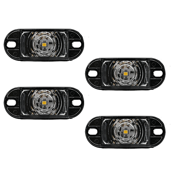 4 Lanternas Led Bivolt Cristal Lateral Caminhão Reboque Carretinha Baú 12V/24V