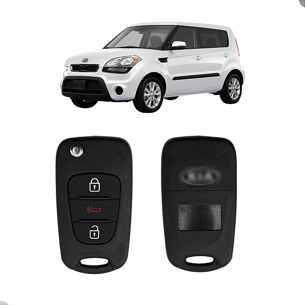 Carcaça Chave Canivete Kia Soul 2010 2011 2012 2013 2014 2015 2016 2017 2018 3 Botões