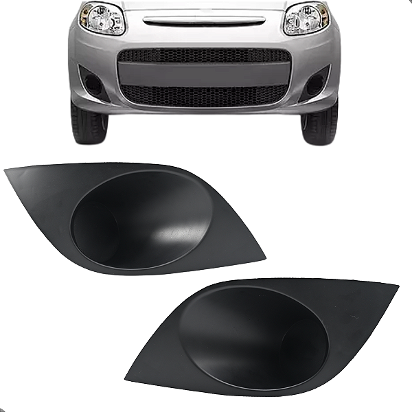 Par Grade Moldura Farol Milha Palio G5 2012 2013 2014 2015 2016 2017 Preta