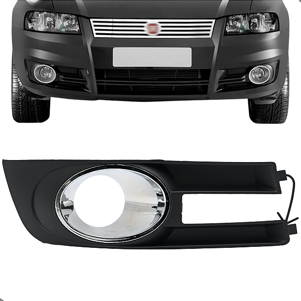 Grade Moldura Farol Milha Stilo 2008 2009 2010 2011 2012 Com Furo Aro Cromado
