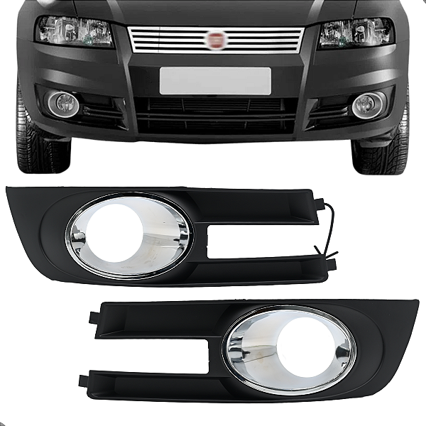 Par Grade Moldura Milha Stilo 2008 2009 2010 2011 2012 Cromado Com Furo