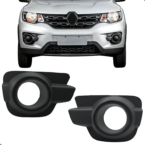 Par Moldura Farol De Milha Renault Kwid 2017 2018 2019 2020 Com Furo