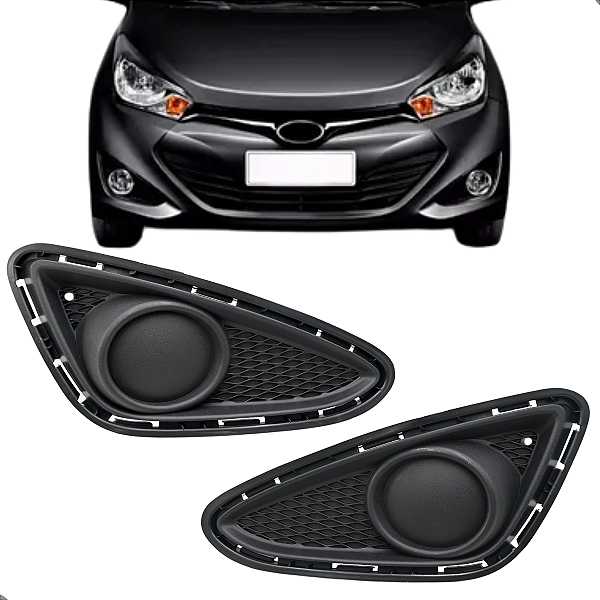 Par Grade Moldura Milha Hyundai Hb20 2012 2013 2014 2015 Sem Furo