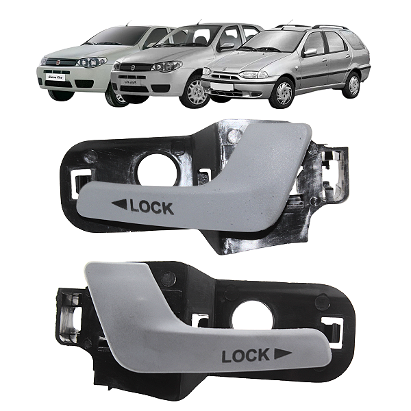2 Maçaneta Interna Gatilho Puxador Dianteiro Cinza Palio Weekend Siena 2004 Até 2012
